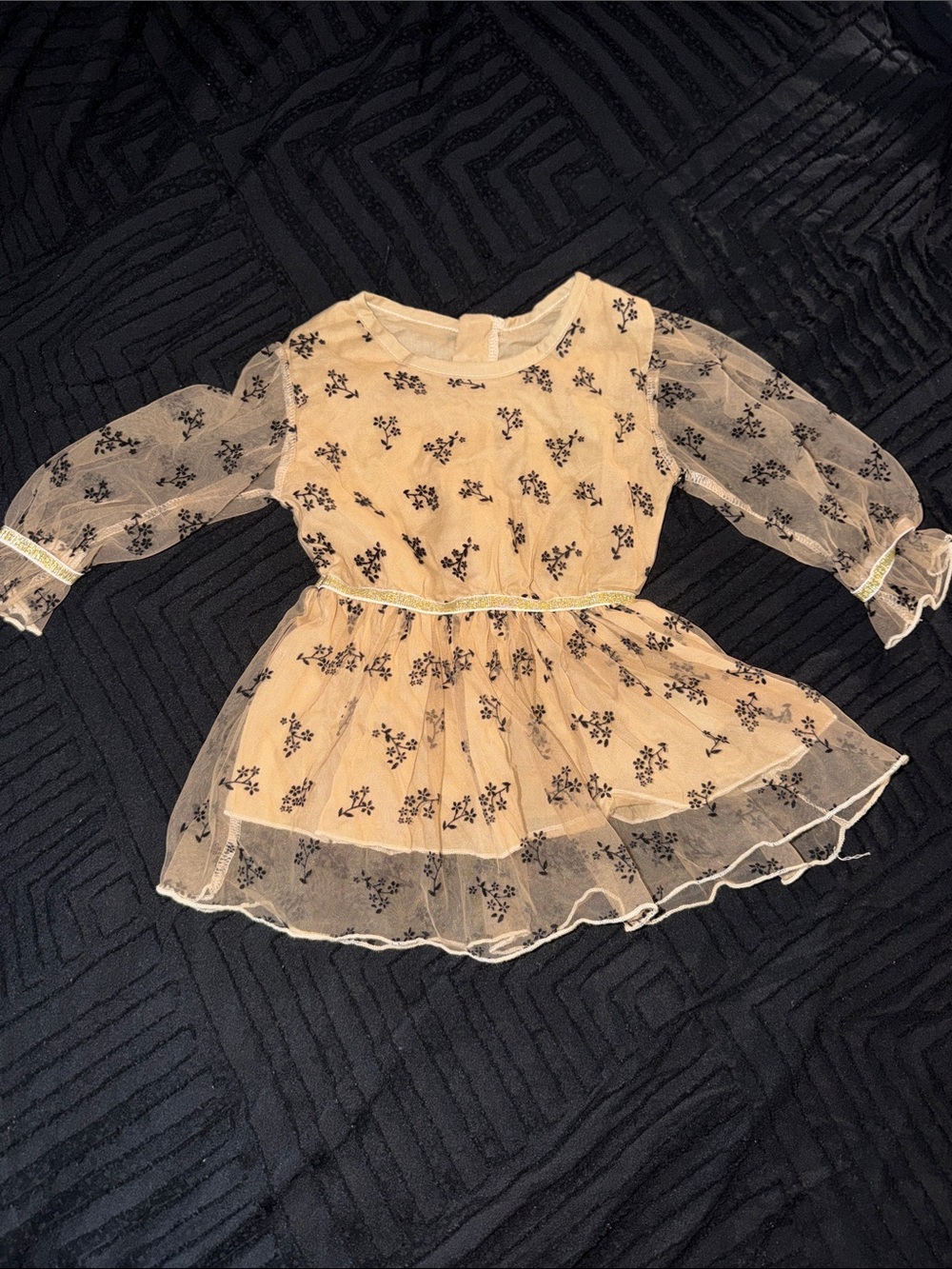 SHEIN Cream Floral Tulle Dress for Kids
